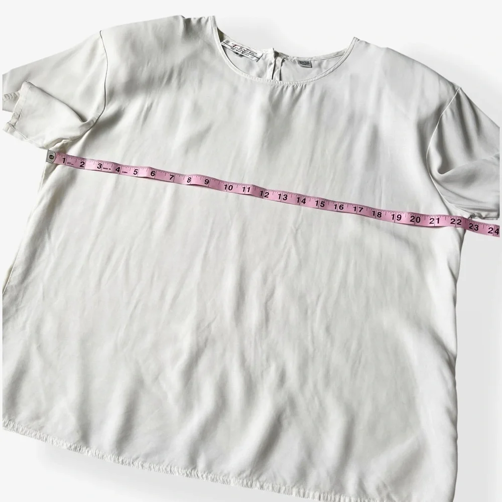 VTG 80s Herman Geist for Talbots Antique White Relaxed Short Sleeve Shirt Blouse - Picture 8 of 9